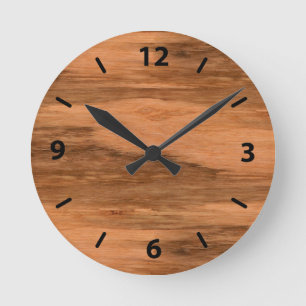 Horloge Ronde Regard du bois de grain d'eucalyptus naturel