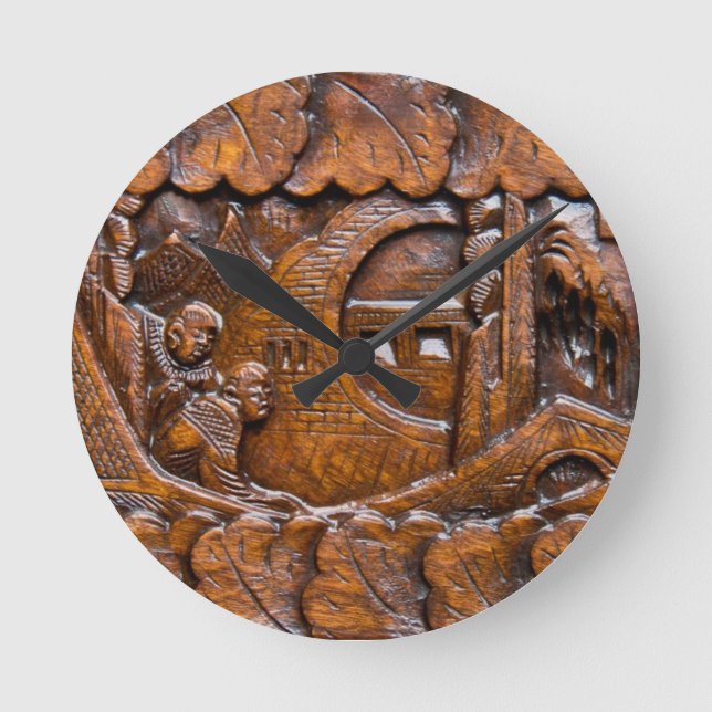 Horloge Ronde Regard oriental en bois découpé (Recto)