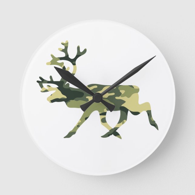 Horloge Ronde Reindeer / Caribou Woodland Camouflage / Camo (Recto)
