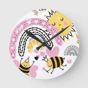 Horloge Ronde Reines Abeilles Meilleures Amies Pour Toujours Jol