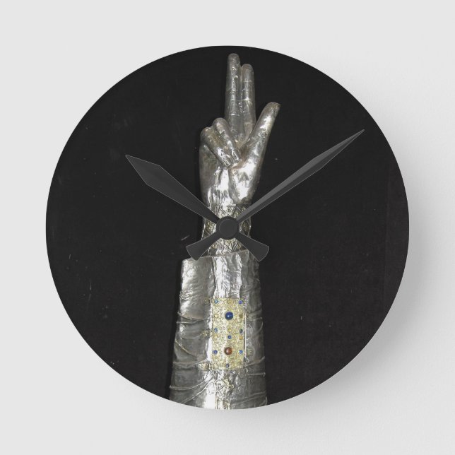 Horloge Ronde Reliquaire de St George (argent et bois) (Recto)