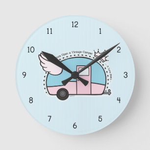 Horloge Ronde Remorque de campeur vintage