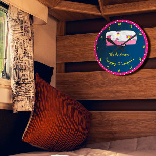 Horloge Ronde Remorque Vintage à Jambon Glamper Rose