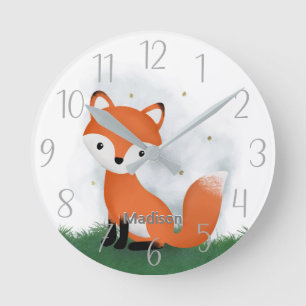 Horloge Ronde Renard mignon personnalisé genre neutre
