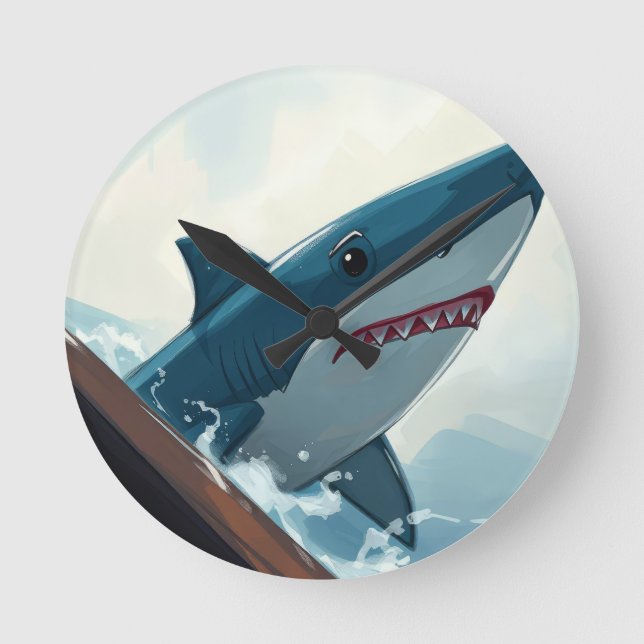 Horloge Ronde Requin près du bateau (Recto)