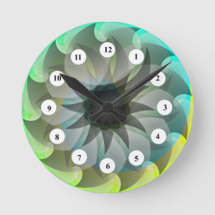 Horloge Ronde Requin spiral (visage classique) par Kenneth Yonci