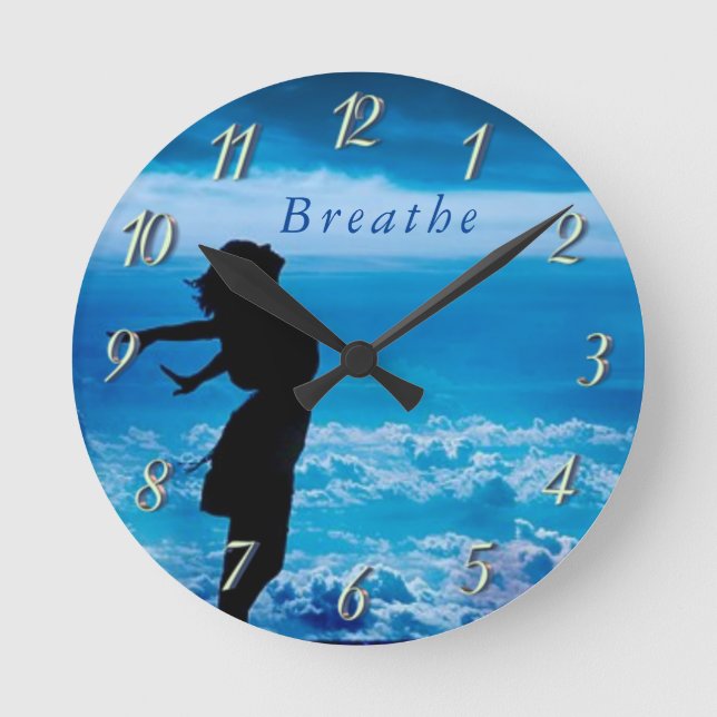 Horloge Ronde Respirez l'horloge murale d'encouragement - (Recto)