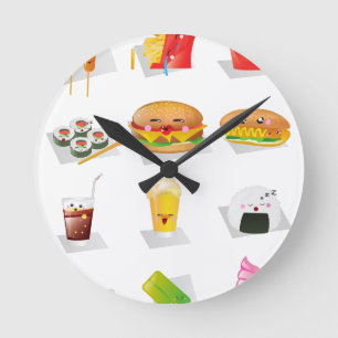 Horloge Ronde restauration rapide kawaii