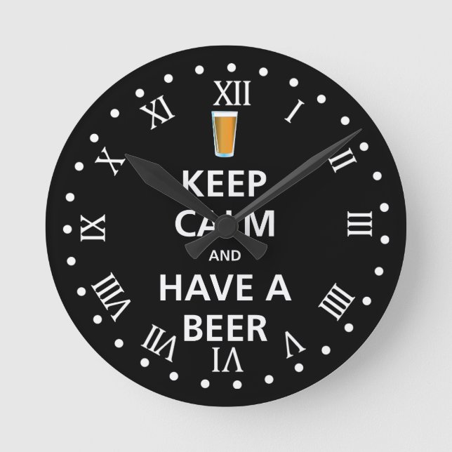 Horloge Ronde Restez calme et prenez une bière (Recto)