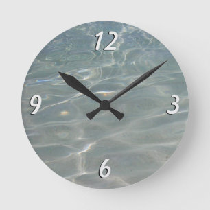 Horloge Ronde Résumé d'eau des Caraïbes Bleu Nature