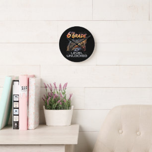 Horloge Ronde Retour à l'école 6e année joueur premier jour d'éc
