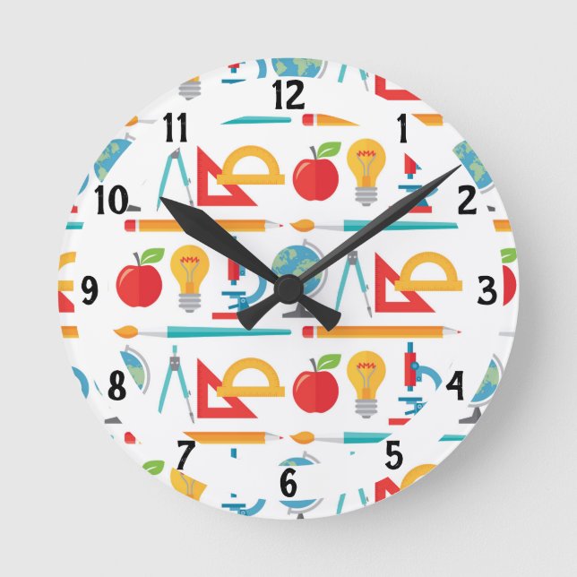 Horloge Ronde Retour Au Motif De L'École - Enseignants (Recto)