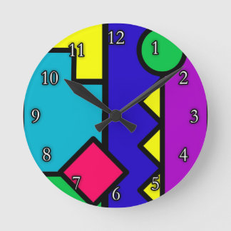 Horloge Ronde Retro 80s Color Block