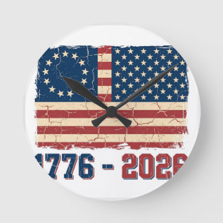 Horloge Ronde Rétro Betsy Ross & Drapeau à 50 étoiles Semiquince