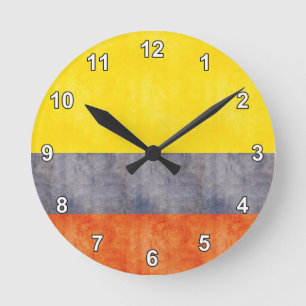 Horloge Ronde Rétro drapeau vintage de la Colombie