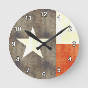 Horloge Ronde Rétro drapeau vintage du Texas