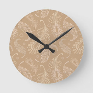 Horloge Ronde Rétro-feater-pâle-motif