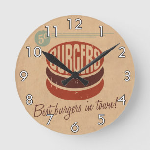 Horloge Ronde Rétro hamburger