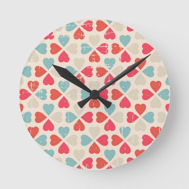 Horloge Ronde Rétro motif de Saint-Valentin (Recto)