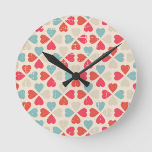 Horloge Ronde Rétro motif de Saint-Valentin