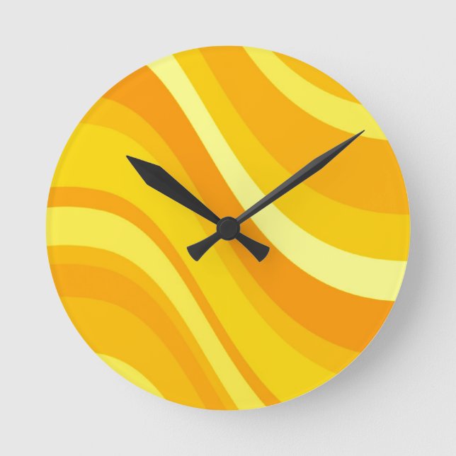 Horloge Ronde Retro Orange and Yellow Wall Clock (Recto)