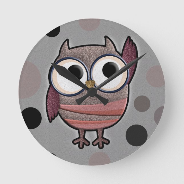 Horloge Ronde Retro Owl (Recto)