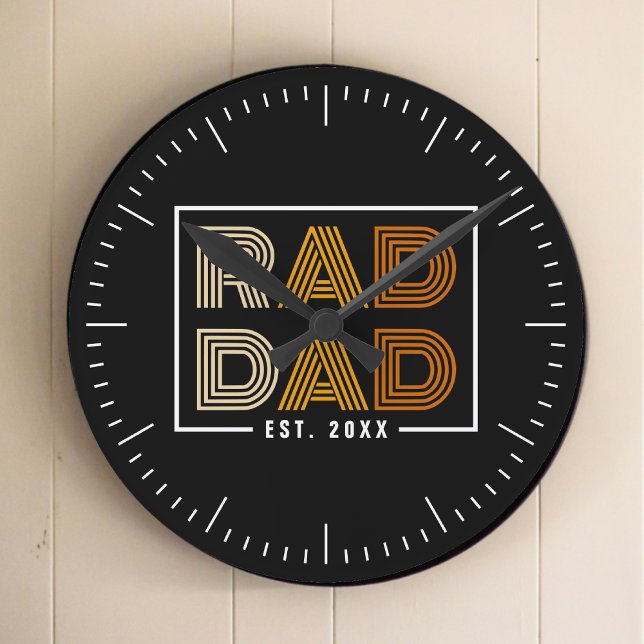 Horloge Ronde Retro Rad Papa (Retro Rad Dad Round Clock)