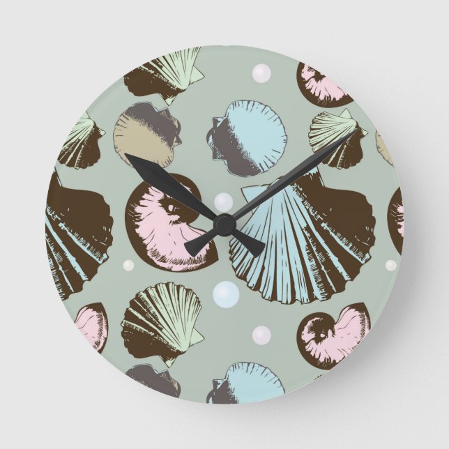 Horloge Ronde Retro Seashell Pattern (Recto)