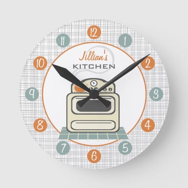 Horloge Ronde Rétro Stove Personalized Kitchen Clock (Recto)