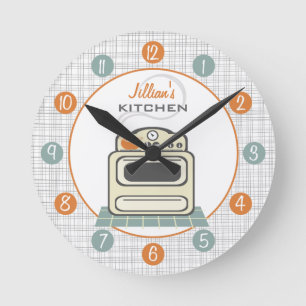 Horloge Ronde Rétro Stove Personalized Kitchen Clock