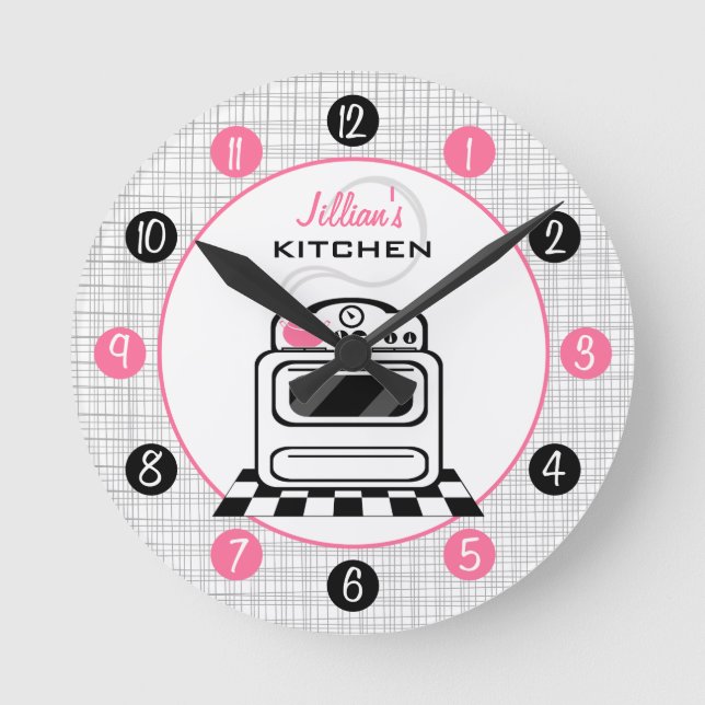 Horloge Ronde Rétro Stove Personalized Kitchen Clock (Recto)