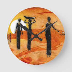 Horloge Ronde Rétros cadeaux vintages 35 de style de l'Afrique