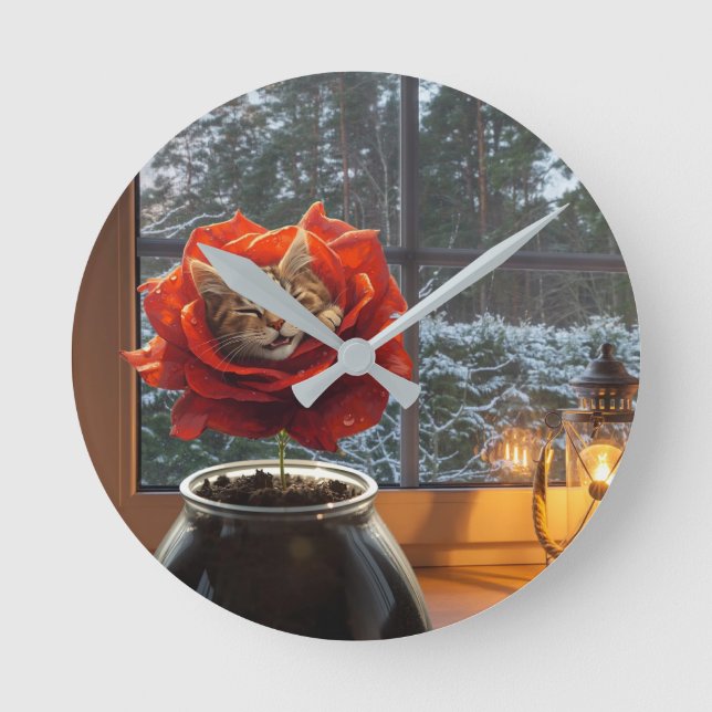 Horloge Ronde Rêve de chat rose  (Recto)