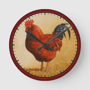 Horloge Ronde Rhode Island Red Rooster Chicken