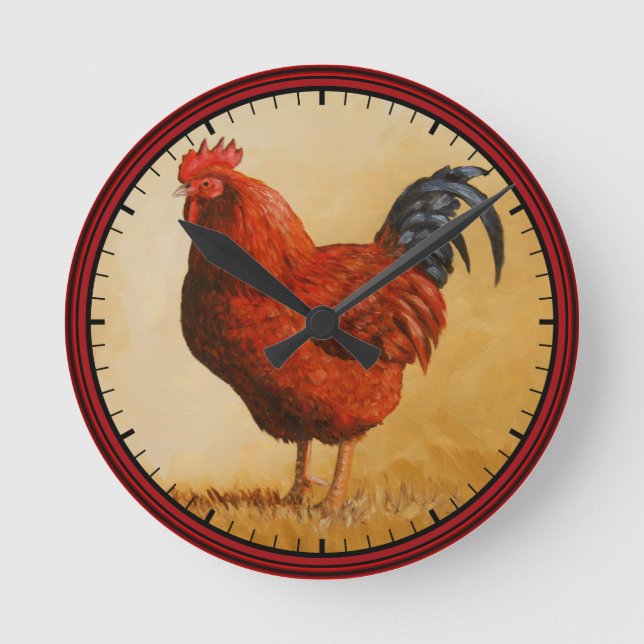 Horloge Ronde Rhode Island Red Rooster Chicken (Recto)