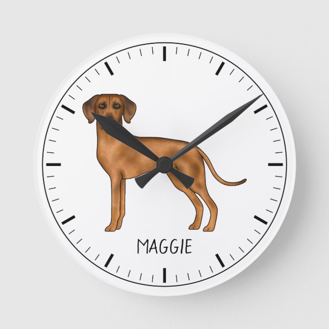 Horloge Ronde Rhodesian Ridgeback mignon Chien Lion Brown Avec N (Recto)