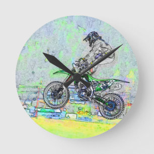 Horloge Ronde Rider Stuntman-Motocross Freestyle