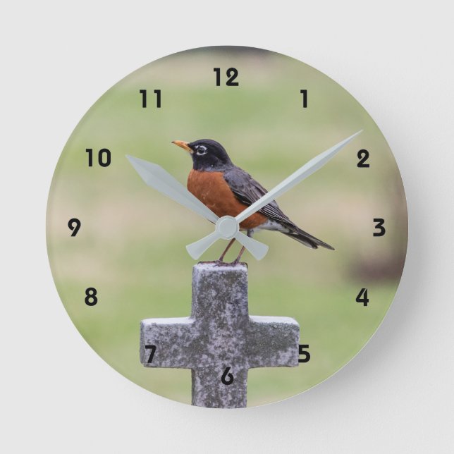 Horloge Ronde Robin sur croix (Recto)
