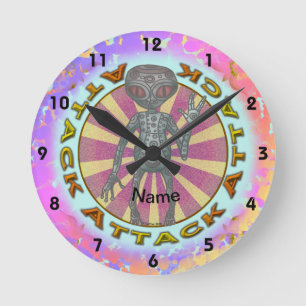 Horloge Ronde Robot Alien Attack