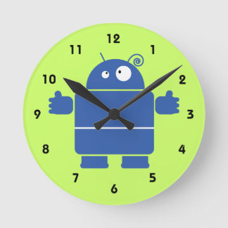 Horloge Ronde Robot bleu mignon