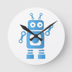Horloge Ronde Robot rétro bleu