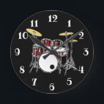 Horloge Ronde Rock & Roll Drum Kit Drummer Musician Drumming Rou<br><div class="desc">This cool drum kit drumdrick clock is the perfect accent for your rock and roll nursery or menacom. What a great venft idea for your favorite musician or music fan ! Be sure to visit the DrumJunkie Graphics store for more amazing musician merch and venft ideas</div>