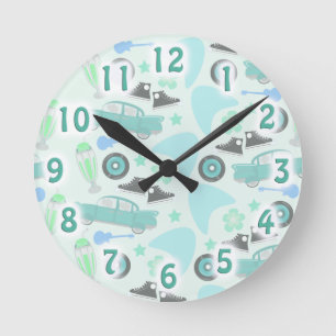 Horloge Ronde Rockin Cinties Motif Nostalgia Amusement Design