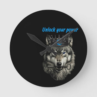 Horloge Ronde roi loup libère ton pouvoir