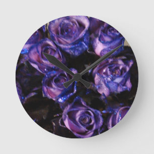 Horloge Ronde Romantic Love Purple Valentine Glitter Roses