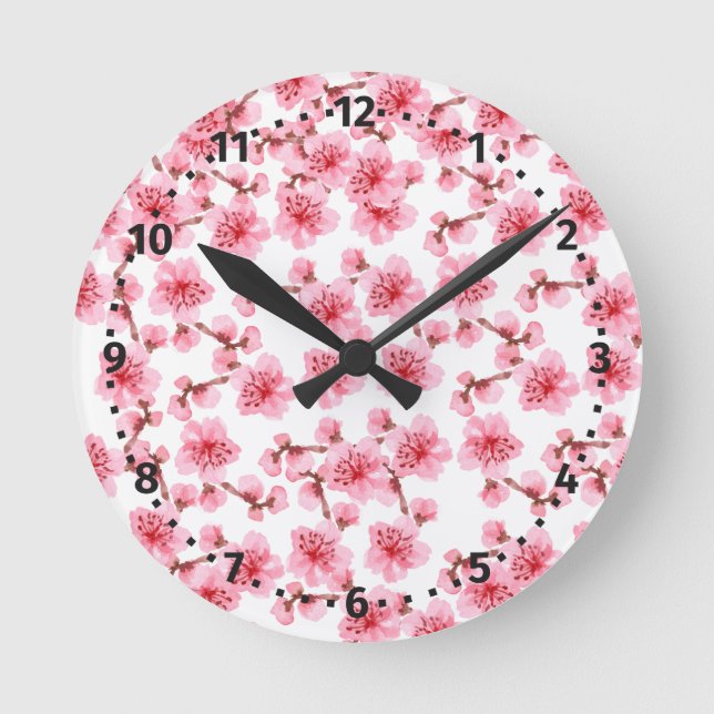 Horloge Ronde Romantic pink Cherry blosson (Recto)