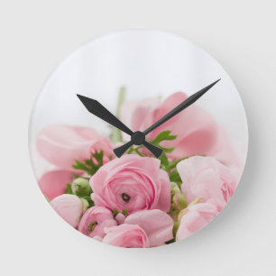 Horloge Ronde Romantic Wedding Love Soft Pink Flower Bouquet