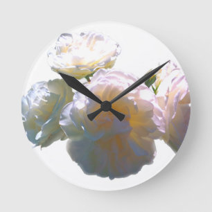Horloge Ronde Romantique blanc, jaune, orange, orange, ambre ros
