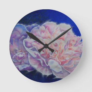 Horloge Ronde Romantique élégante couleur rose blanc pastel