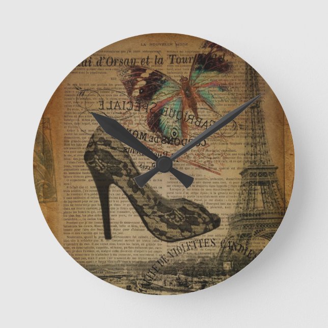 Horloge Ronde romantique Paris eiffel tower girly lace stiletto (Recto)